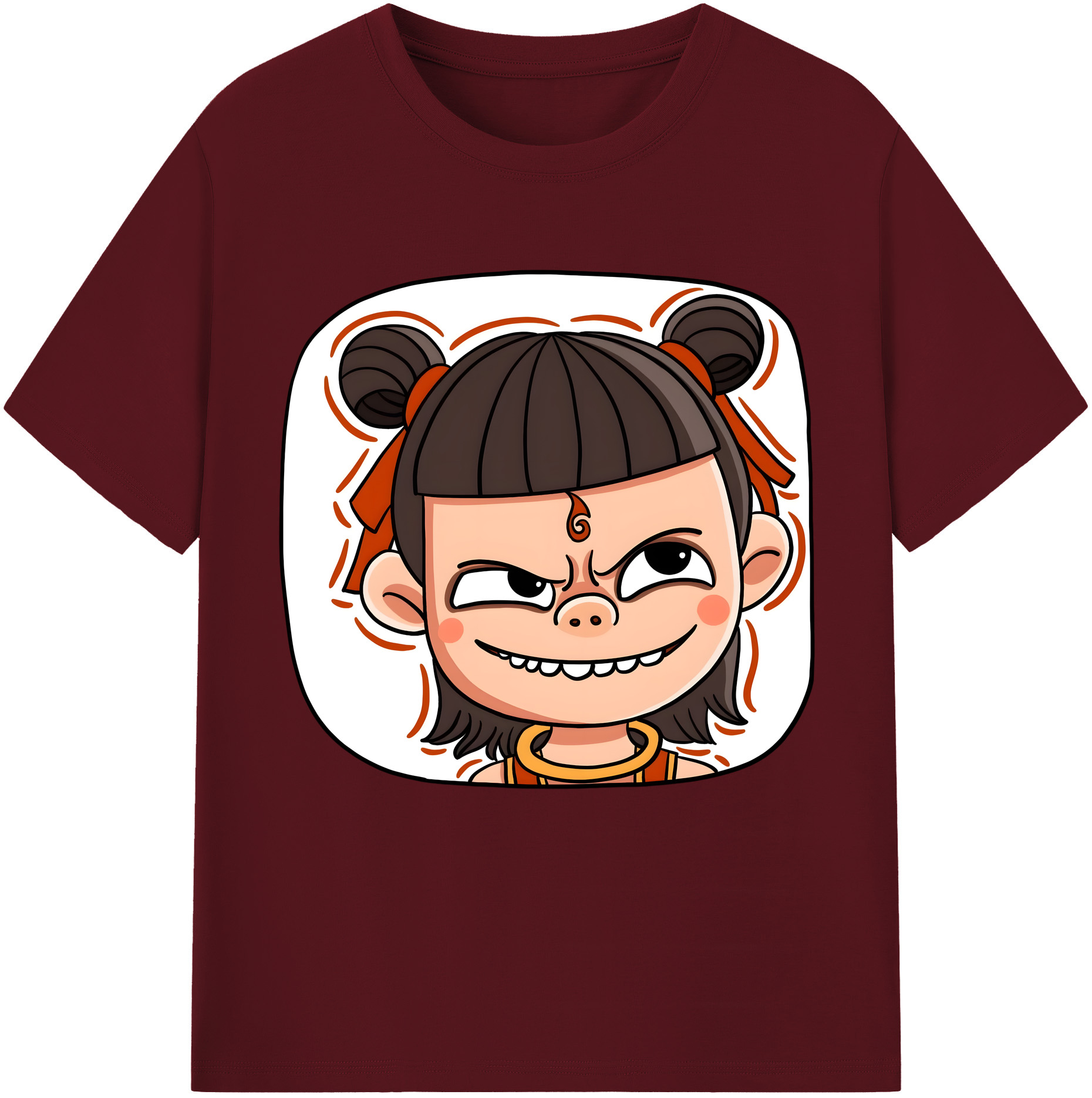 （画像用） Ne Zha 2 ナタ 魔童の大暴れ 綿100％半袖Tシャツ（フロントプリント）